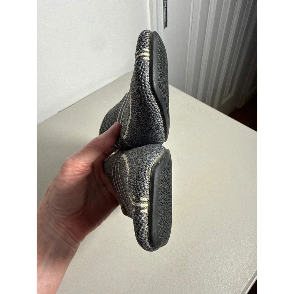 Vivaia Grey Knit Square Toe Penny Loafers Stitched Graphic Flats Womens Size 40